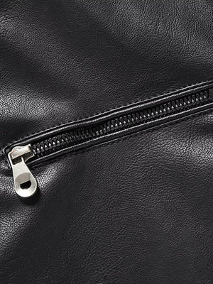 Men's Zip Up Long Sleeve Leather Jacket