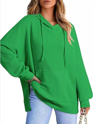 Oversized Drawstring Side Slit Hoodie