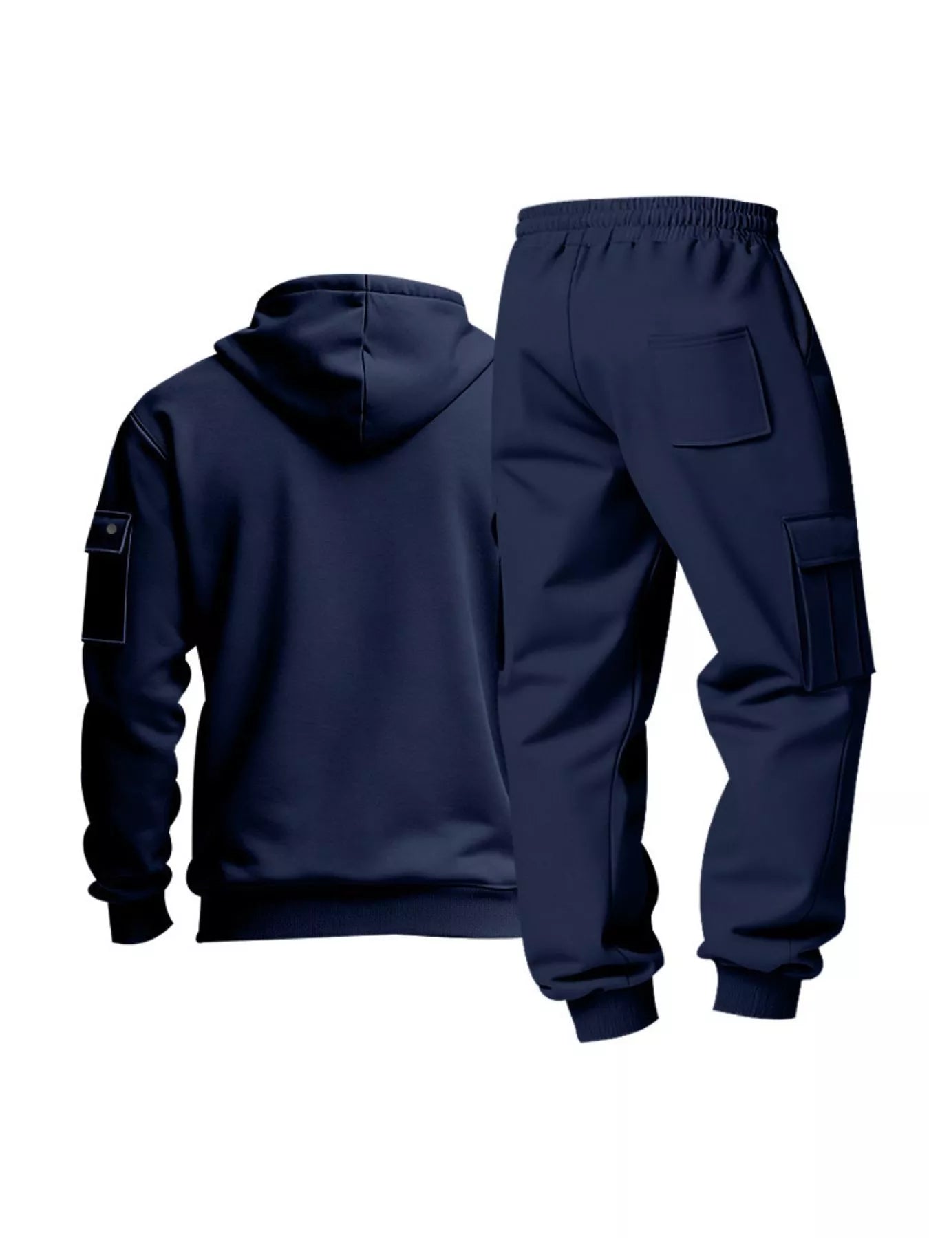 Men's Full Size Half Zip Hoodie and Cargo Pants Set Plus Size