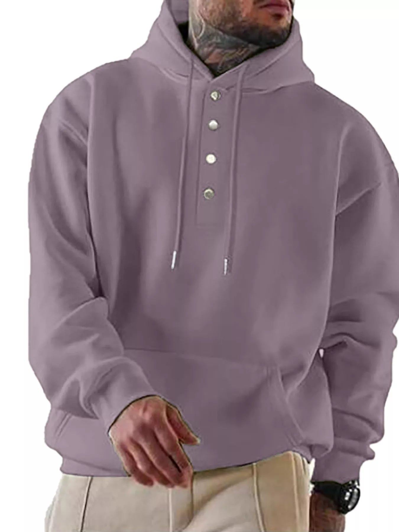Men's Full Size Drawstring Kangaroo Pocket Hoodie Plus Size