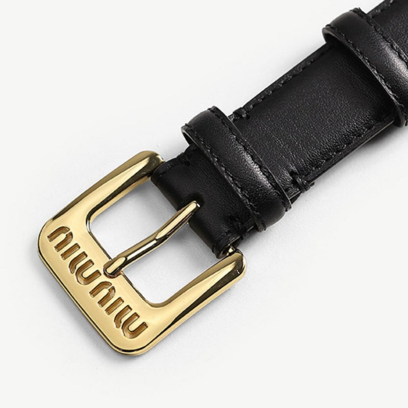 Golden Buckle Leather Belt