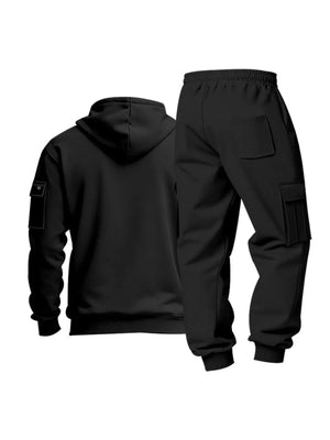 Men's Full Size Half Zip Hoodie and Cargo Pants Set Plus Size