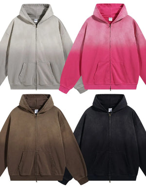 Men's Gradient Zip Up Drop Shoulder Hoodie