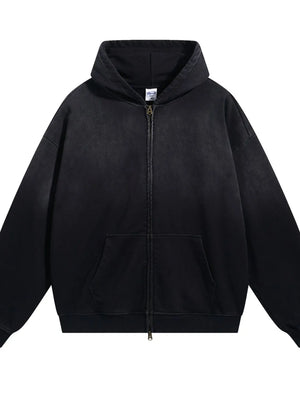 Men's Gradient Zip Up Drop Shoulder Hoodie