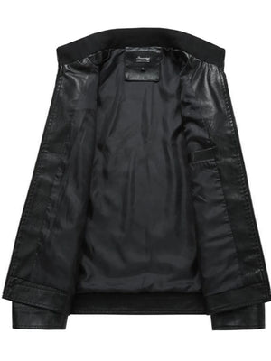 Men's Plus Size Zip Up Leather Moto Jacket