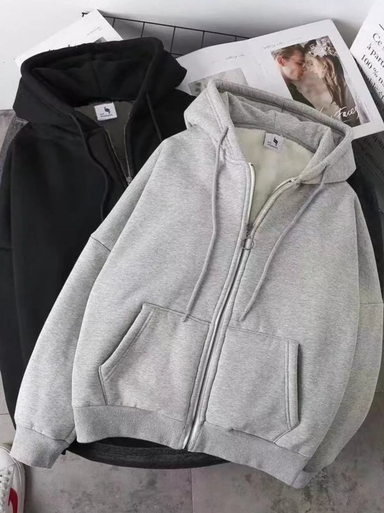 Men's Plus Size Fleece Lined Zip-Up Hoodie