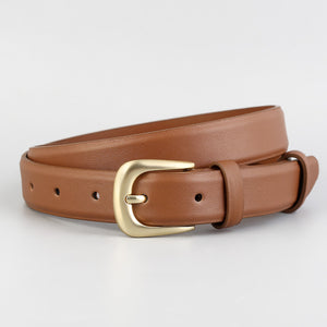 Leather Belt with Golden Buckle