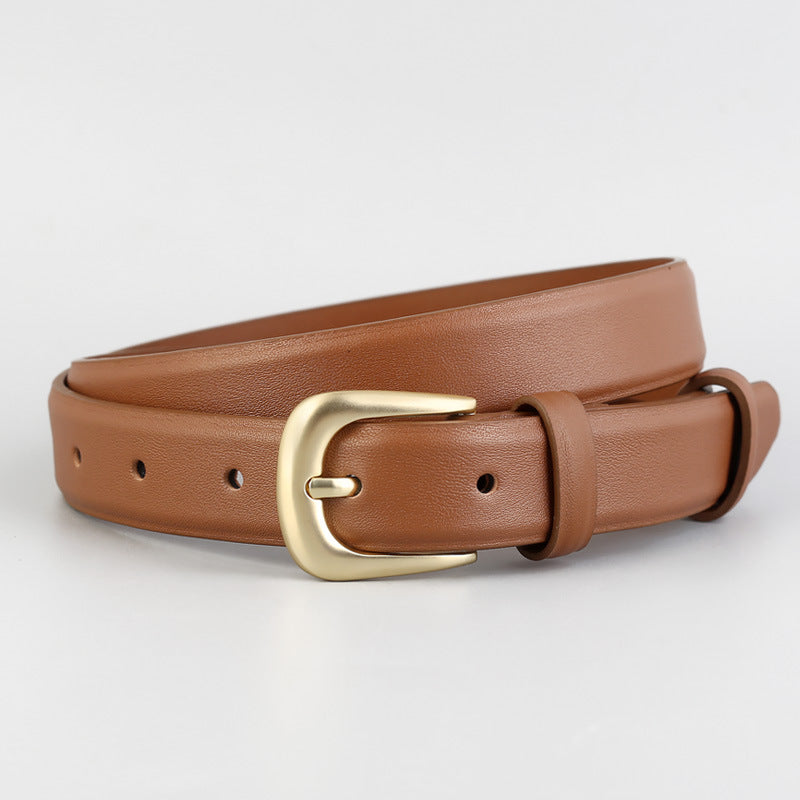 Leather Belt with Golden Buckle