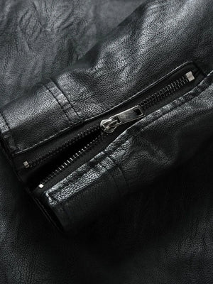 Men's Plus Size Zip Up Leather Moto Jacket