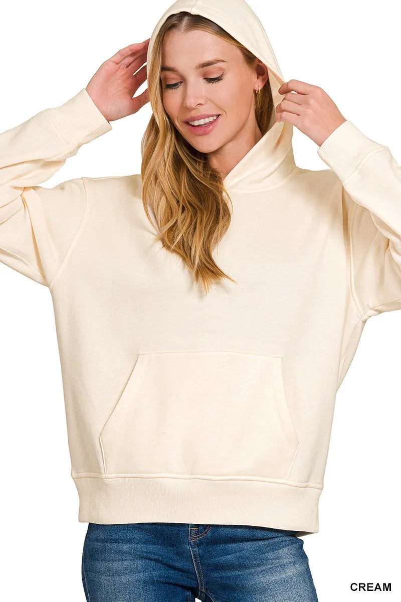 Zenana Fleece Kangaroo Pocket Hoodie