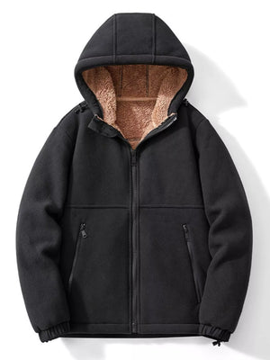Men's Plus Size Warm Fleece Lined Zip-Up Hoodie