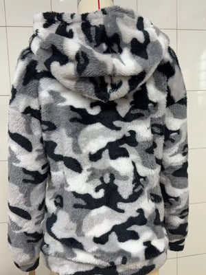 Fuzzy Camo Zip-Up Hoodie
