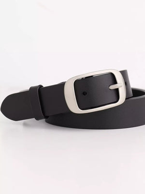 Leather Belt with Silver Buckle