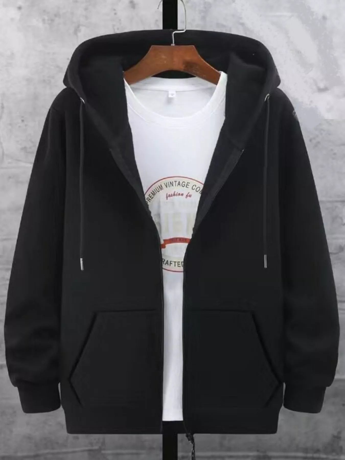 Men's Plus Size Fleece Lined Zip-Up Hoodie