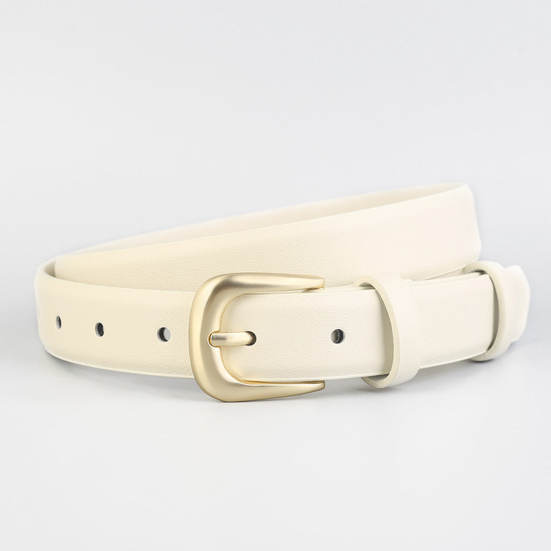 Leather Belt with Golden Buckle