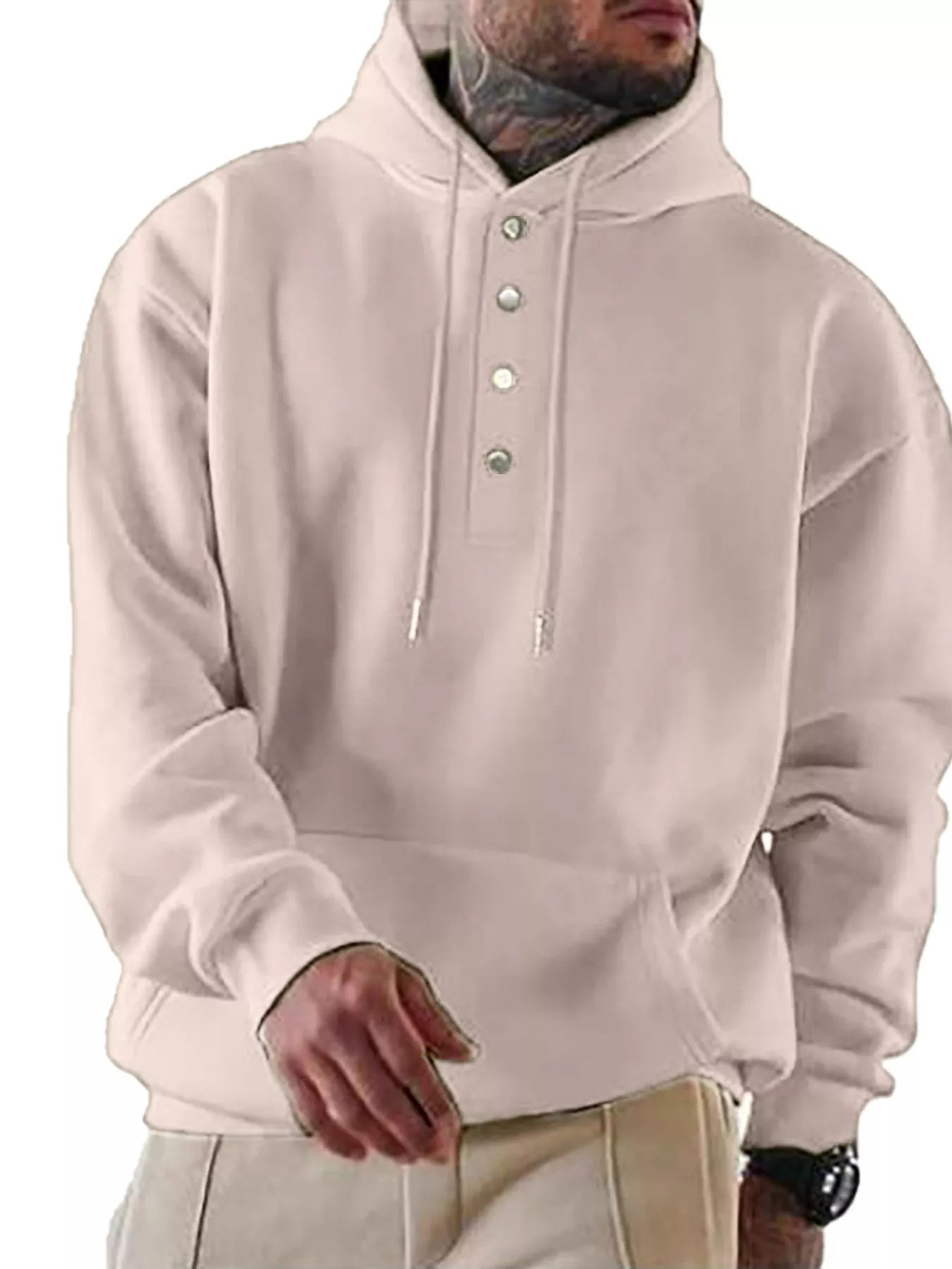 Men's Full Size Drawstring Kangaroo Pocket Hoodie Plus Size