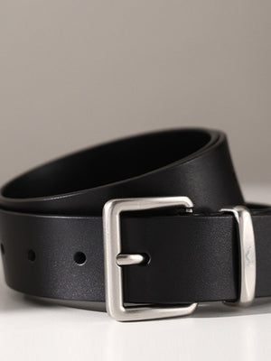 Classic Leather Belt with Buckle