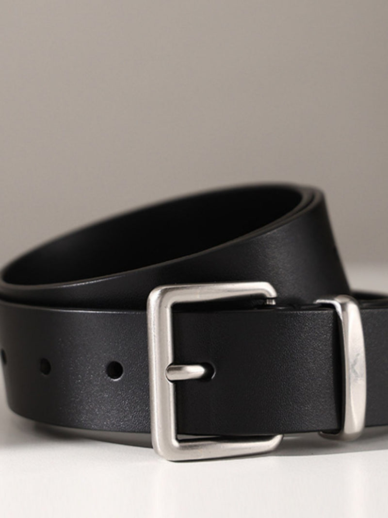 Classic Leather Belt with Buckle