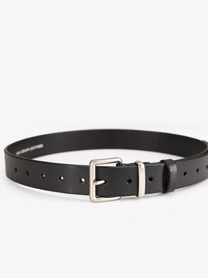 Classic Leather Belt with Silver Buckle