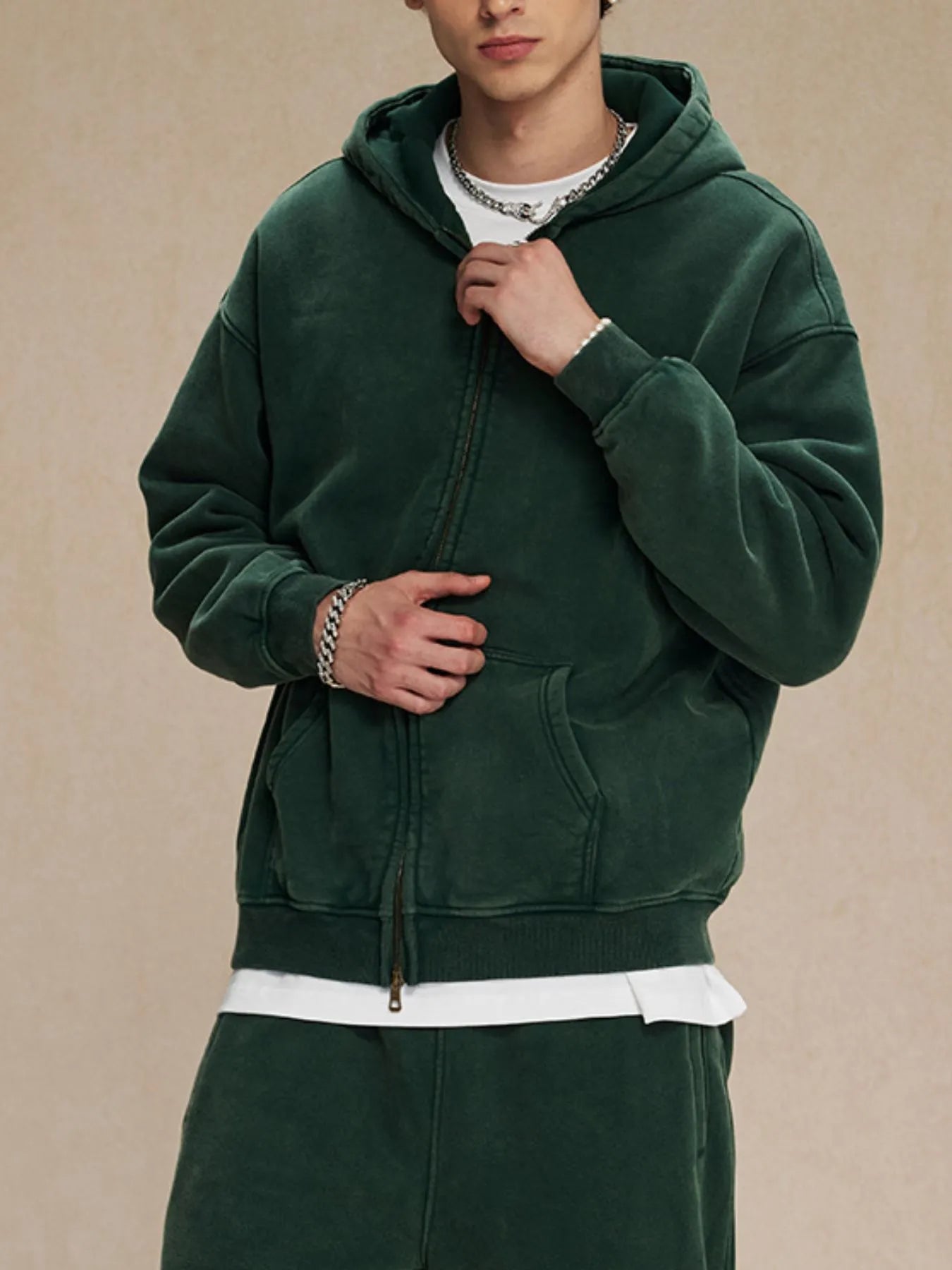 Men's Zip-Up Hoodie with Kangaroo Pocket