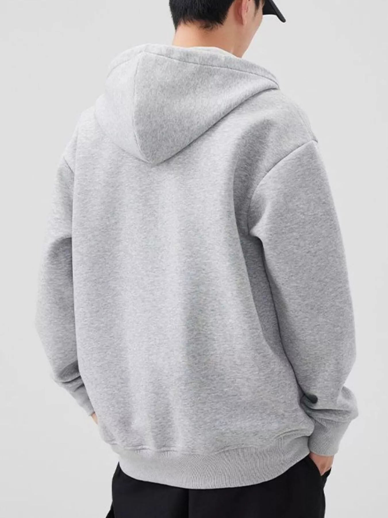 Men's Plus Size Solid Color Zip-Up Hoodie