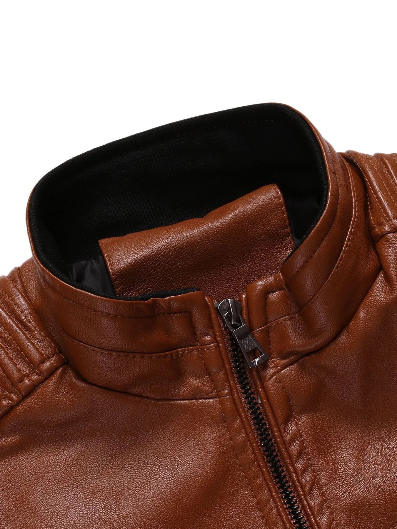 Men's Plus Size Zip Up Leather Moto Jacket