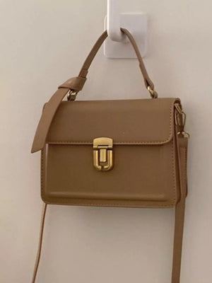 Leather Crossbody Bag with Golden Clasp