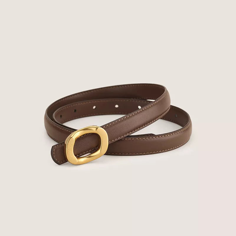 Gold Buckle Leather Belt