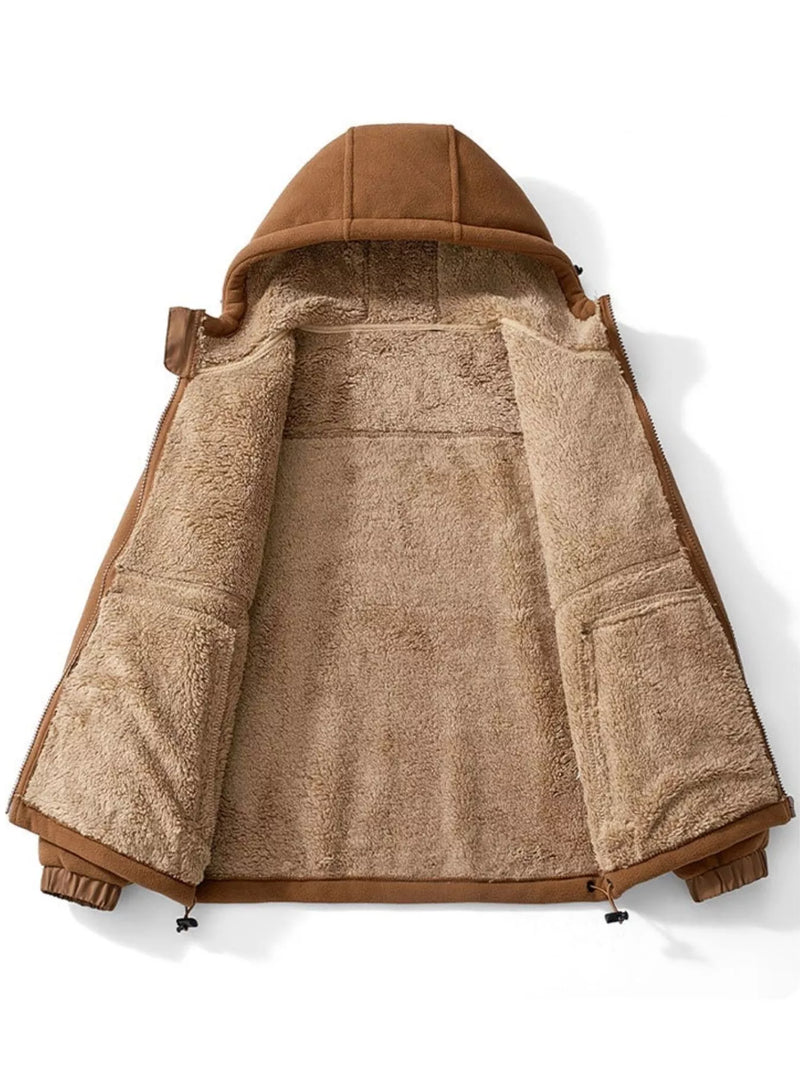 Men's Plus Size Warm Fleece Lined Zip-Up Hoodie