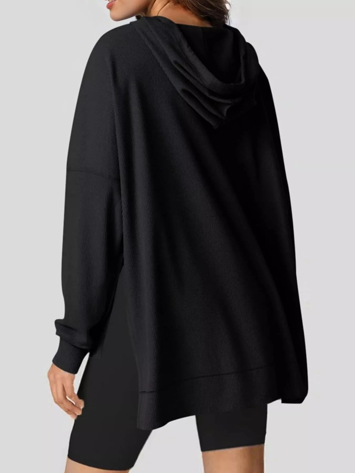 High-Low Hoodie with Kangaroo Pocket