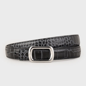 Crocodile Embossed Leather Belt