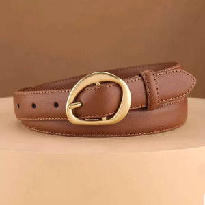 Golden Buckle Leather Belt