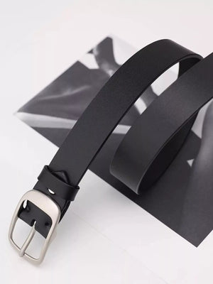 Leather Belt with Silver Buckle