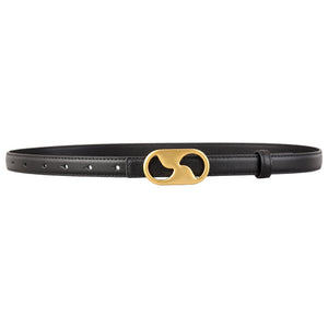 Leather Belt with Golden Buckle