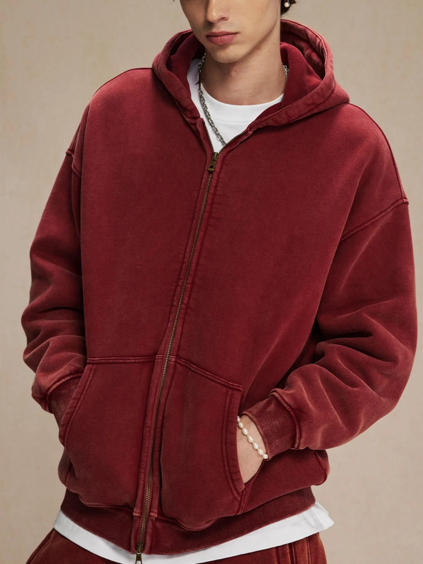 Men's Zip-Up Hoodie with Kangaroo Pocket
