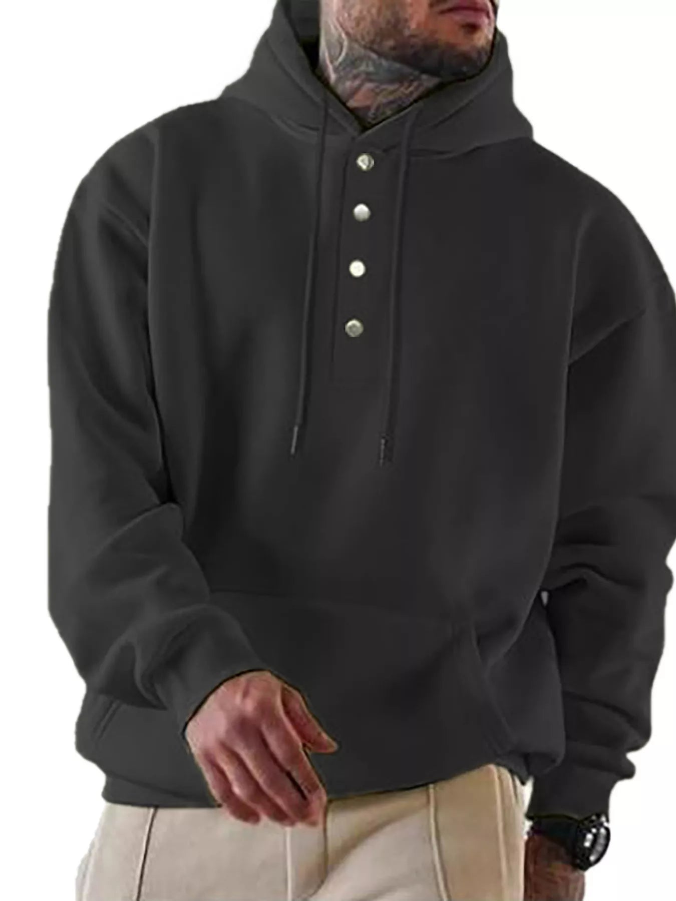Men's Full Size Drawstring Kangaroo Pocket Hoodie Plus Size