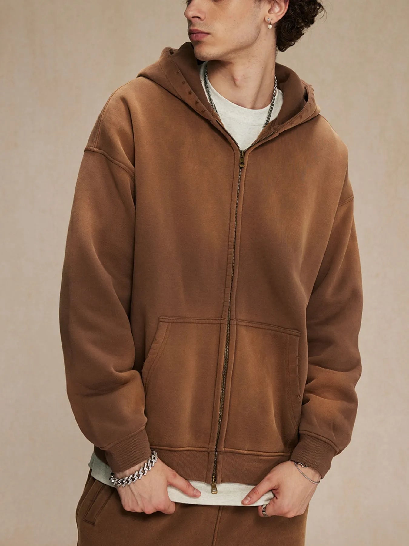 Men's Oversized Casual Zip-Up Hoodie