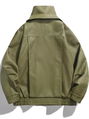 Men's Zip Up Leather Moto Jacket