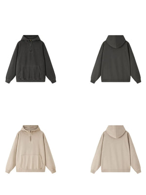 Men's Washed Quarter-Zip Hoodie with Kangaroo Pocket