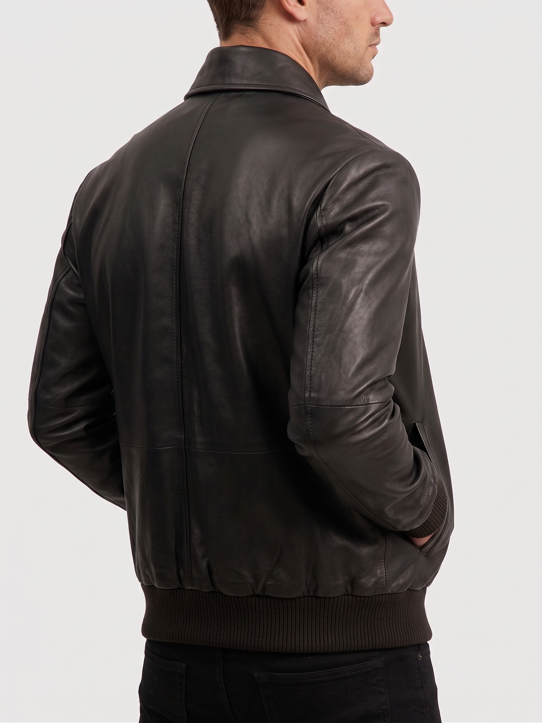 Men's Black Cafe Racer Leather Jacket – Casual Biker Style