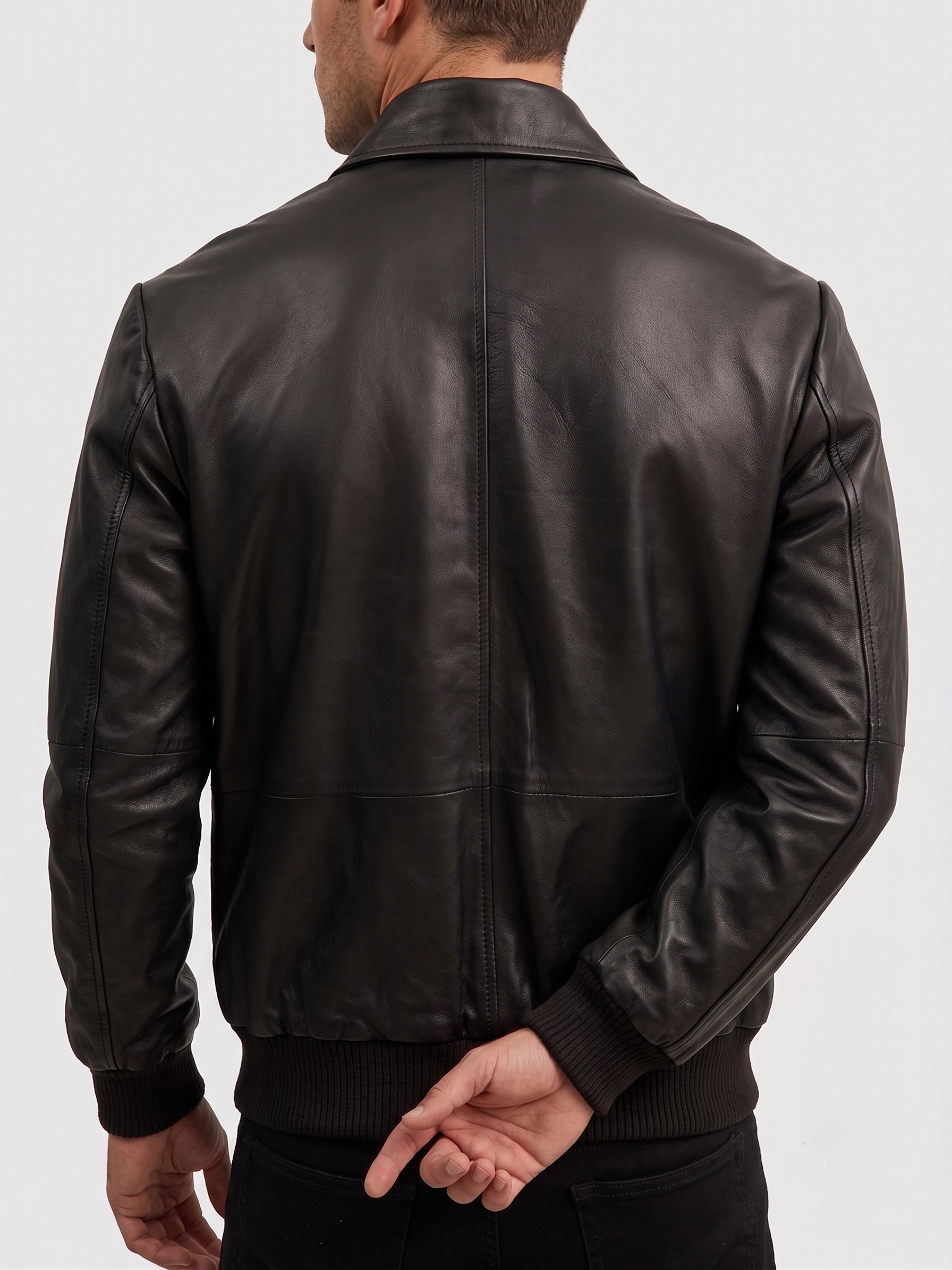 Men's Black Cafe Racer Leather Jacket – Casual Biker Style