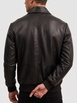 Men's Black Cafe Racer Leather Jacket – Casual Biker Style