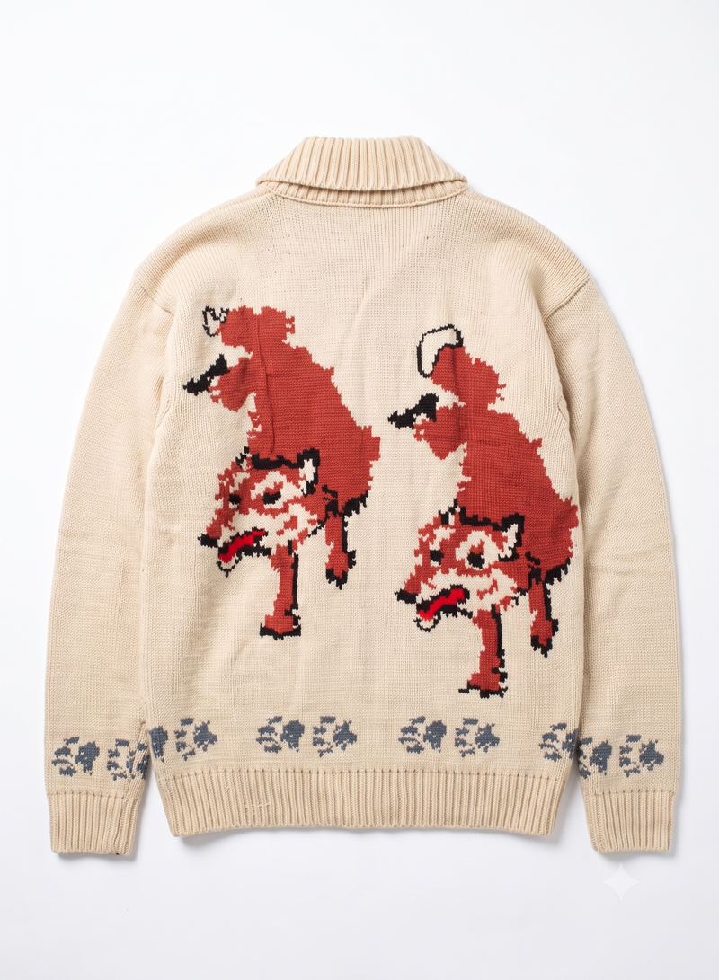 Wolf Style Fox Cardigan | Hand Knit Wool Sweater | Hail Mary Inspired Knitwear