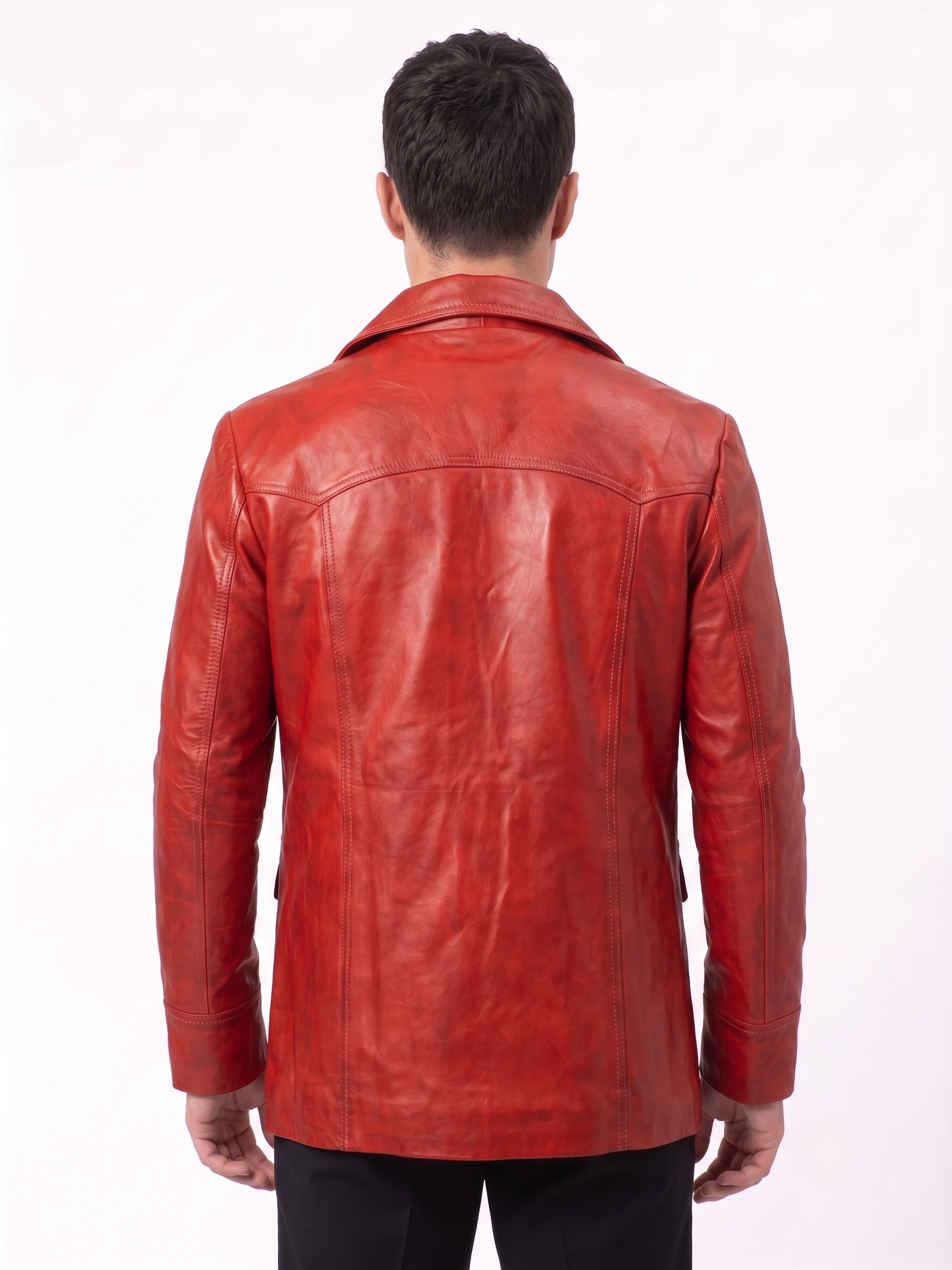 Tyler Durden Fight Club Red Leather Jacket – Brad Pitt Inspired Vintage Leather Coat for Men