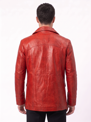Tyler Durden Fight Club Red Leather Jacket – Brad Pitt Inspired Vintage Leather Coat for Men
