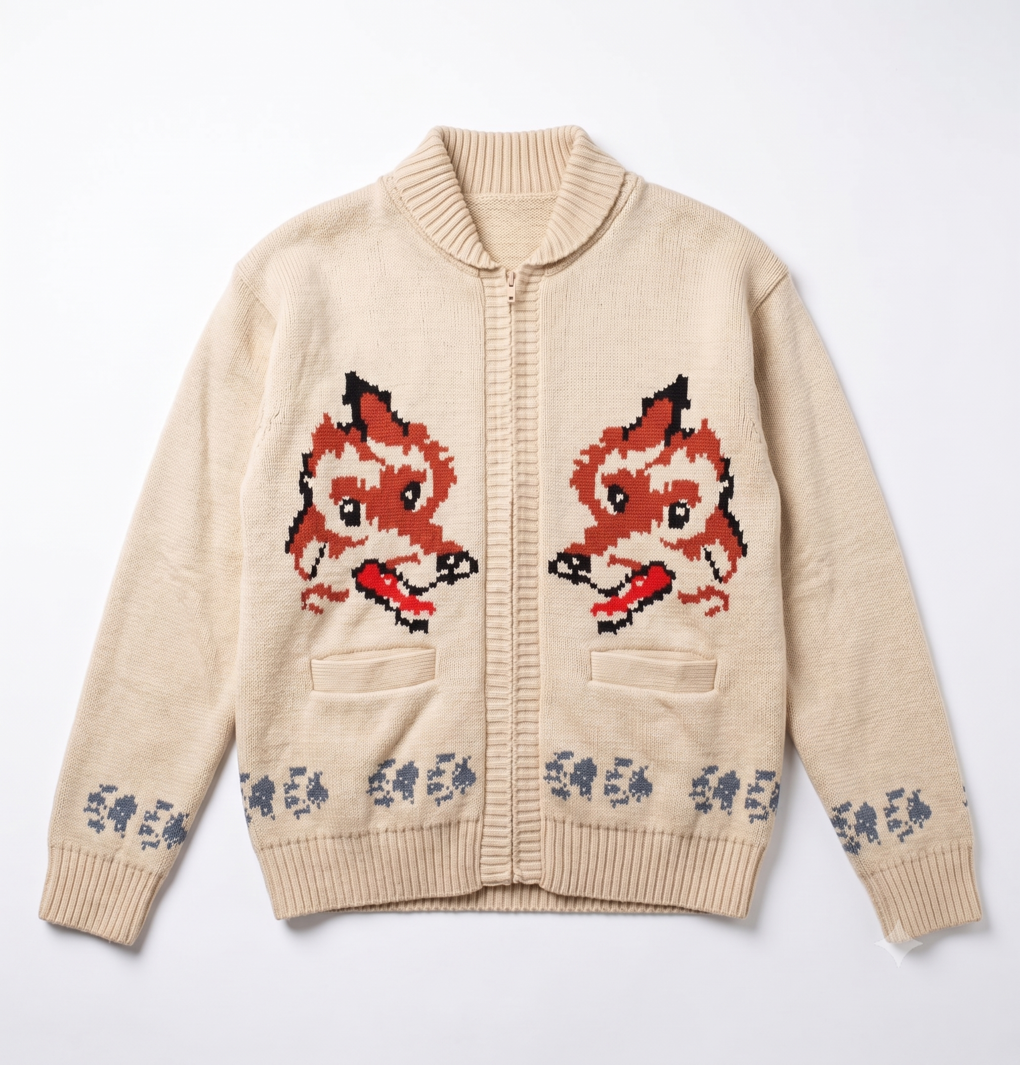 Wolf Style Fox Cardigan | Hand Knit Wool Sweater | Hail Mary Inspired Knitwear