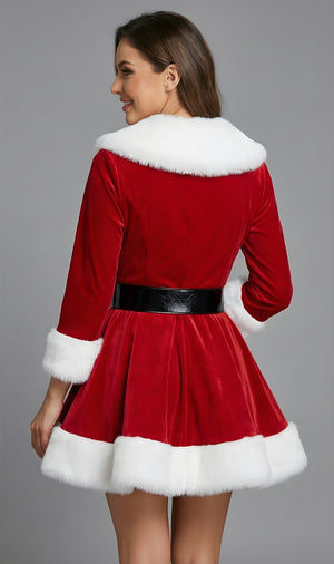 Martha May Whovier Luxury Christmas Dress With Faux Fur Trim