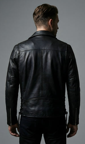 Mens Black Classic Moto Leather Jacket