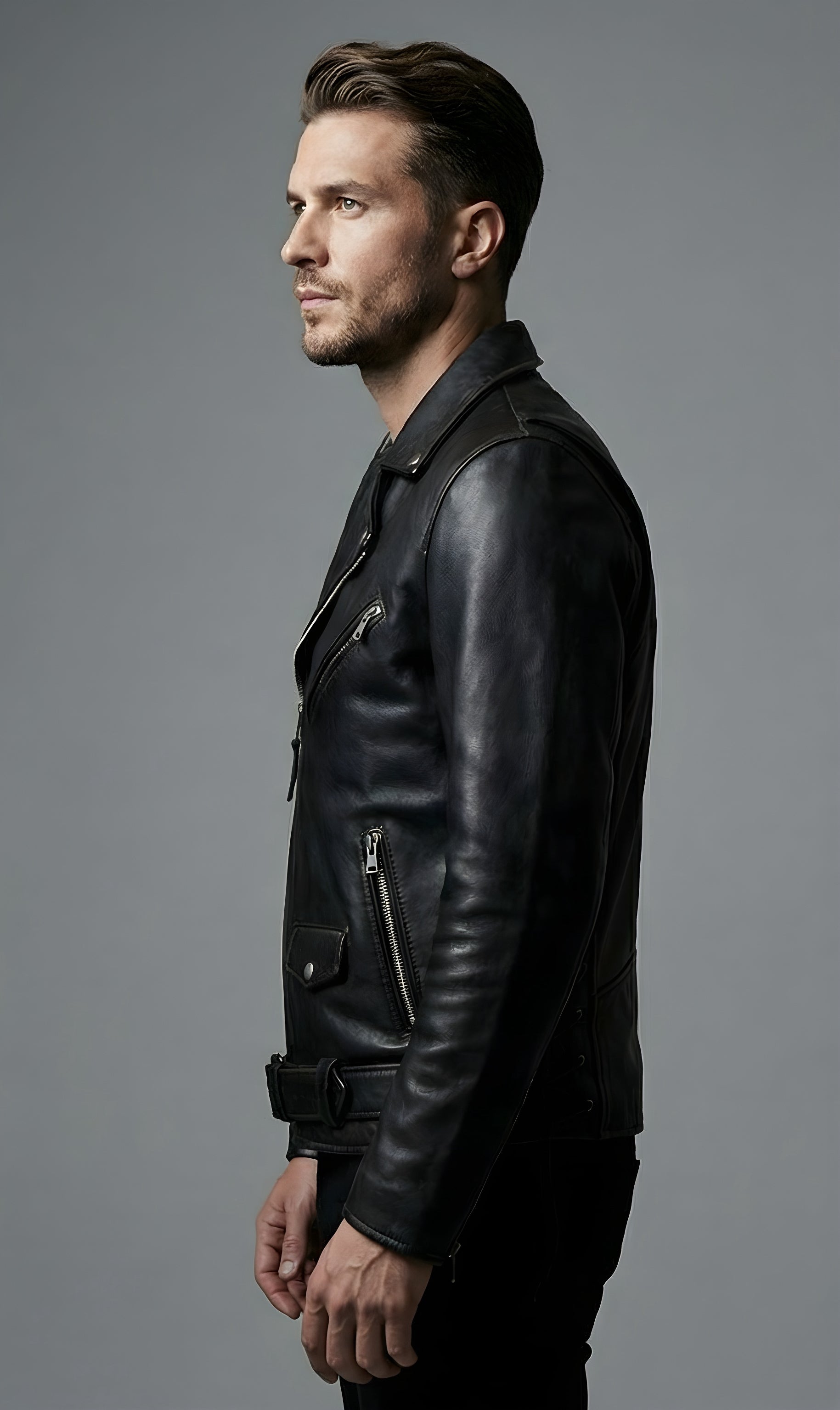 Mens Black Classic Moto Leather Jacket