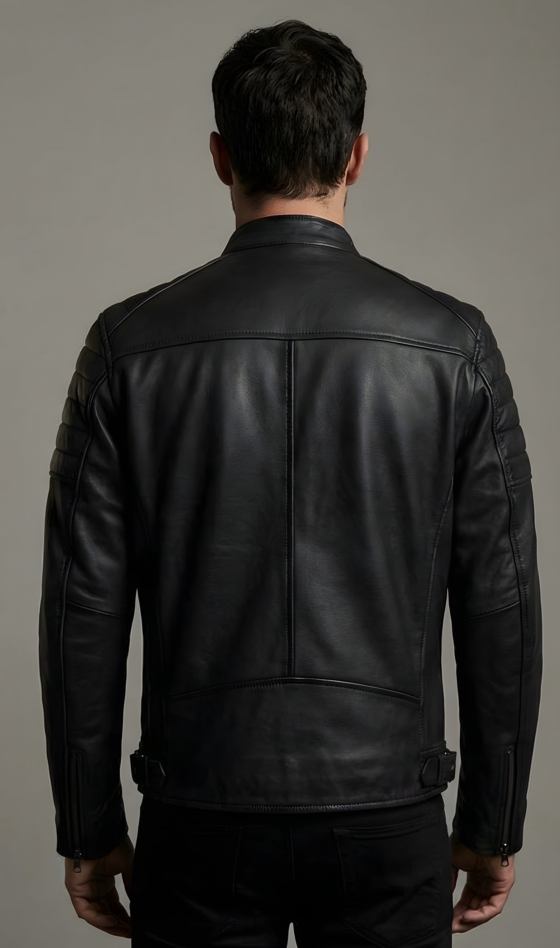 Mens Midnight Black Quilted Moto Leather Jacket